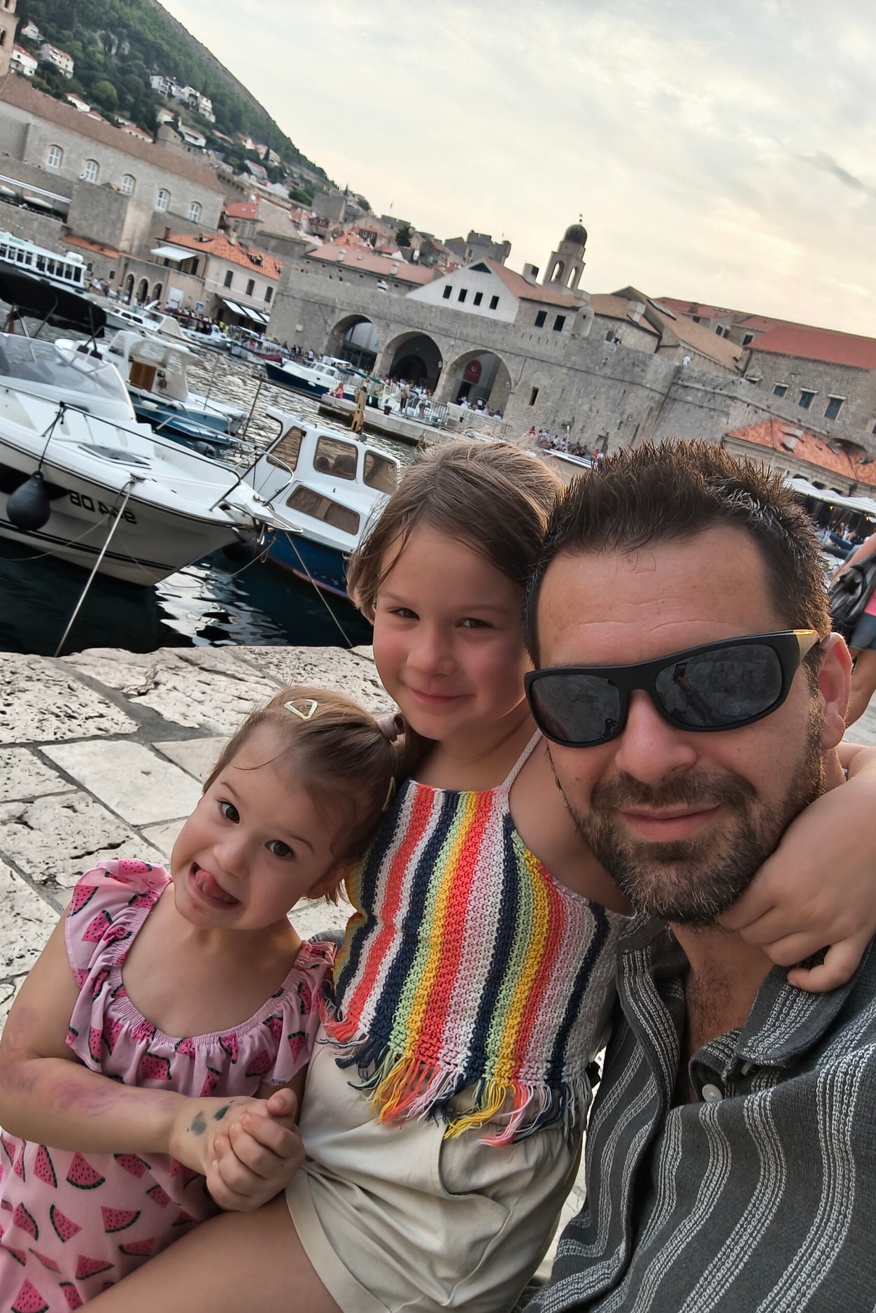Ante, your local Dubrovnik host, with his daughters in the Old Town harbour
