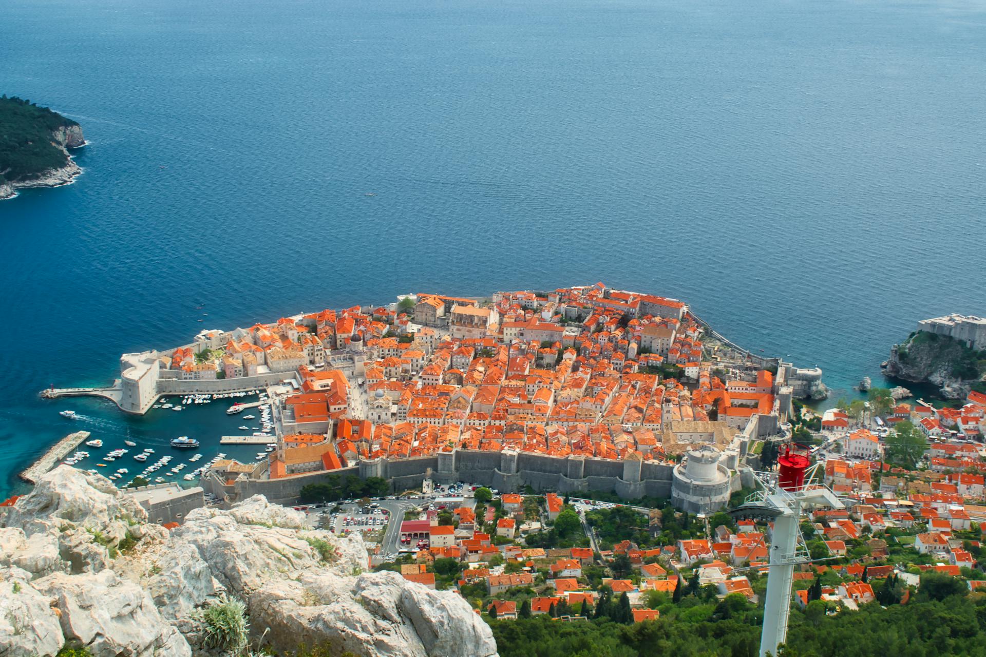 Panorama of Dubrovnik Old Town from the Mount Srđ cable car station