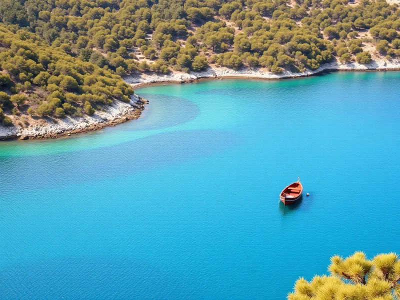 Turquoise Adriatic waters near a small island cove