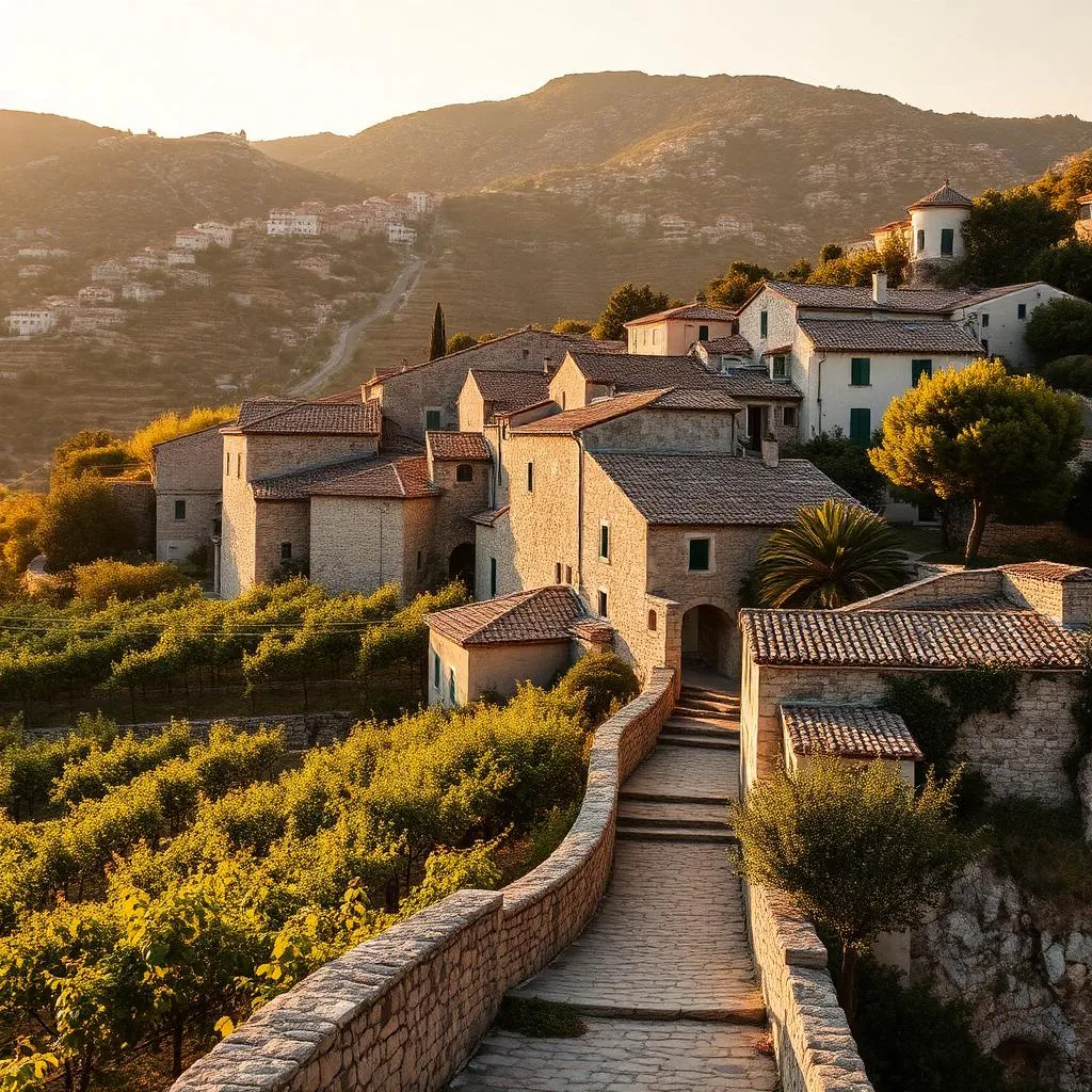 Stone village and vineyards on the Pelješac peninsula